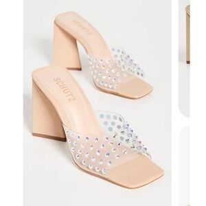 SCHUTZ  Lisah Cristal Clear Sandals Heels Size 10.5